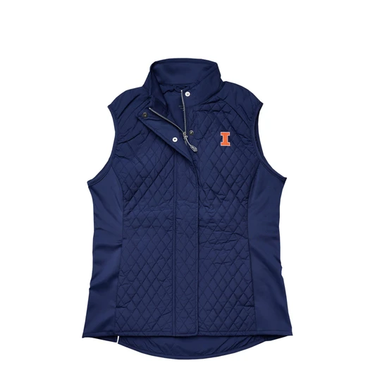 Illinois Fighting Illini Women’s Full Zip Quilted Vest - Navy