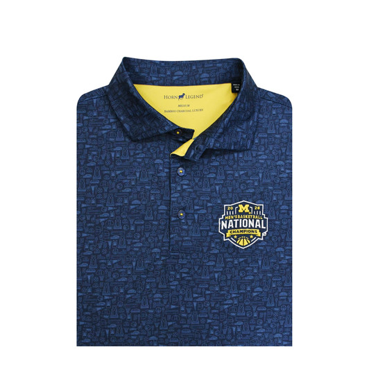 Michigan Wolverines 2026 NCAA Men's Basketball National Champions Indy Print Polo - Navy