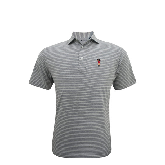 Cincinnati Bearcat Playing Golf Heathered Stripe Placket Cotton Polo - Grey
