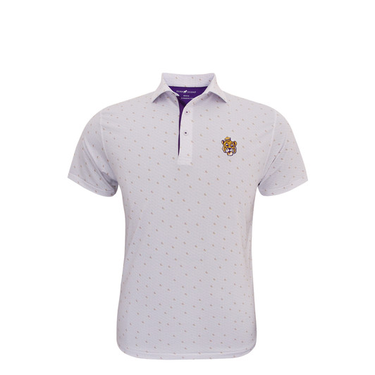 LSU Tigers Vintage 1955 Micro State Polo - White with Lavender