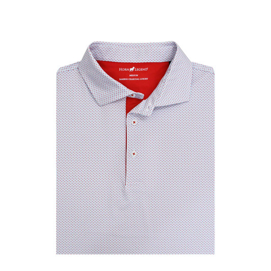 Ripple Performance Polo with Texas Flag - White with Light Blue & Red