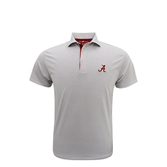 Alabama Crimson Tide Ripple Polo - White with Grey & Crimson