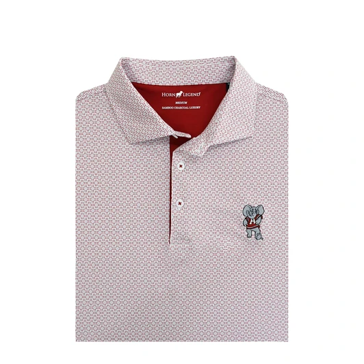 Alabama Crimson Tide Big AL Aztec Polo - White with Crimson & Grey