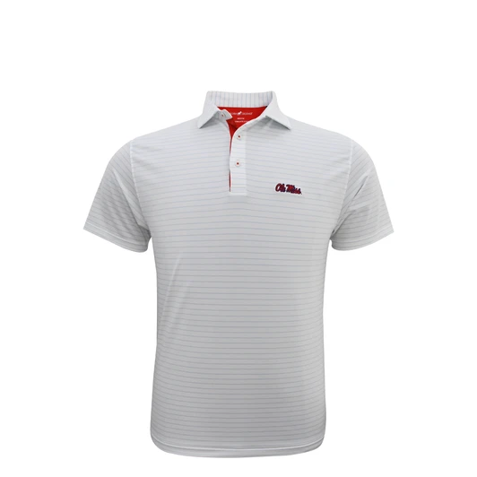 Ole Miss 3/8 Stripe Polo - White
