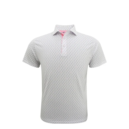 Pelican Performance Polo - White with Rose Quartz