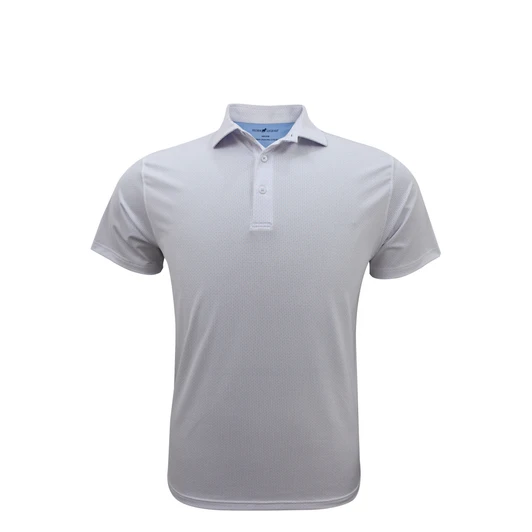 Checker Performance Polo - White with Light Blue & Rose Quartz