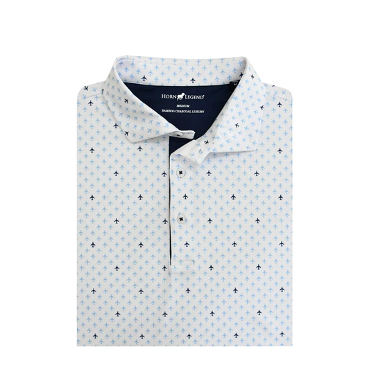 Aeroplane Performance Polo - White with Navy & Light Blue