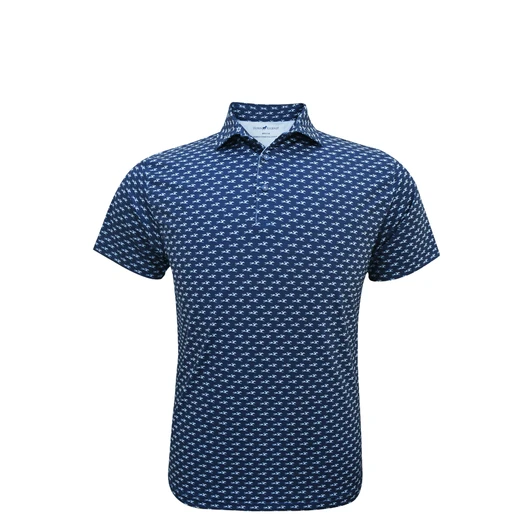 Thoroughbred Performance Polo - Navy with Light Blue