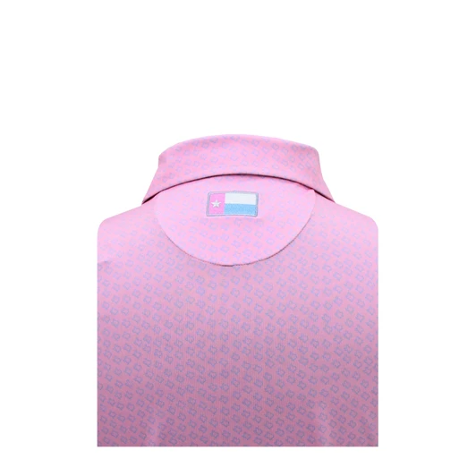 Texas Inspired State Outline Performance Polo - Rose Quartz with Light Blue
