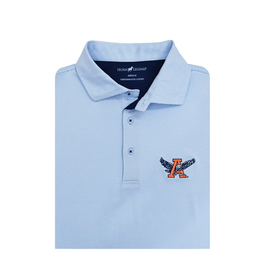 Auburn Tigers Vintage 1976 1/24 Stripe Polo - Light Blue