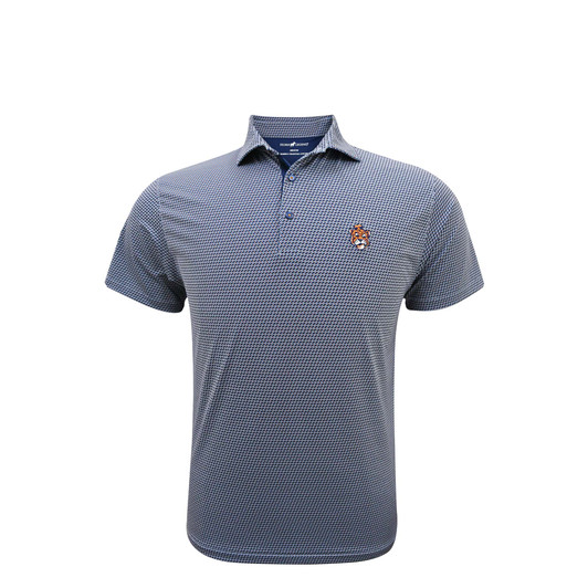 Auburn Vintage Beanie Tiger Interlink Polo - Navy with Light Blue & Orange