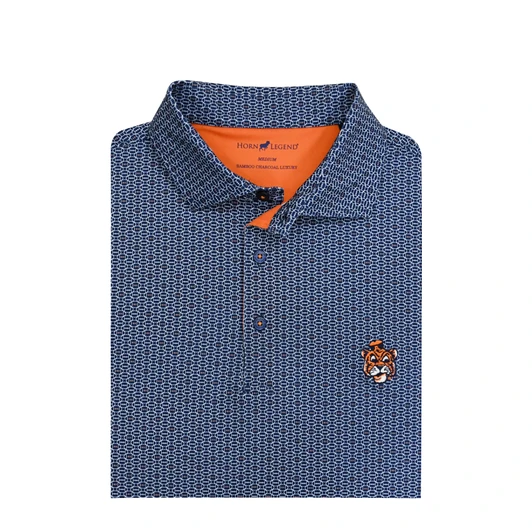 Auburn Vintage Beanie Tiger Spiral Polo - Navy with Light Blue & Orange