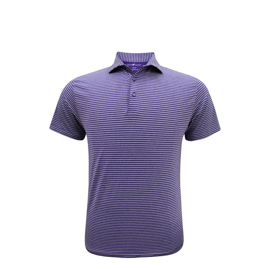 Heather Stripe Performance Polo - Purple