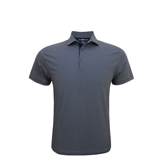 Diamond Performance Polo - Navy with White & Sand