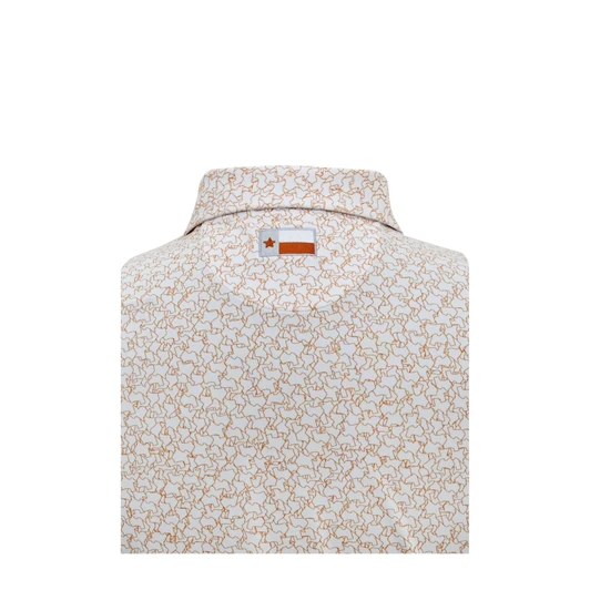 Texas Longhorns Vintage Bevo State Inspired Jigsaw Polo - White with Burnt Orange