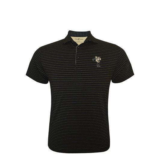 Purdue Boilermakers Swinging Purdue Pete 3/8 Stripe Polo - Black