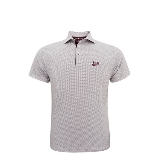Mississippi State Baseball Script Aztec Polo - With with Grey & Maroon