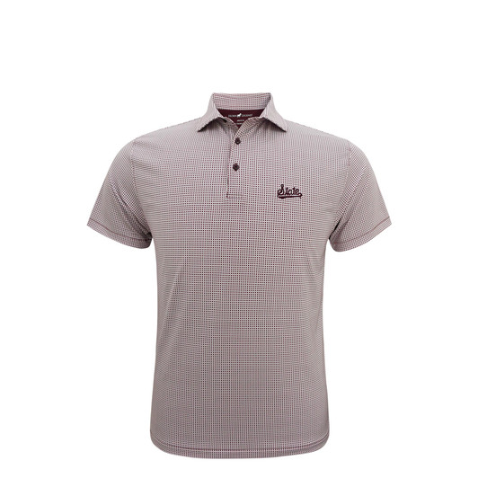 Mississippi State Baseball Script Particolored Gingham Polo - Maroon & Grey