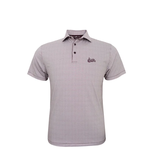 Mississippi State Baseball Script Particolored Gingham Polo - Maroon & Grey