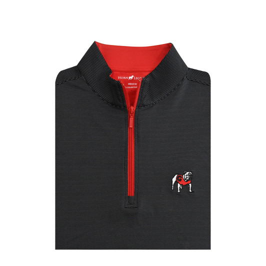 Georgia Standing Bulldog 1/8 Pin Dot Pullover - Black