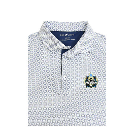 2026 NCAA Baseball Men's College World Series Aztec Polo - White with Navy