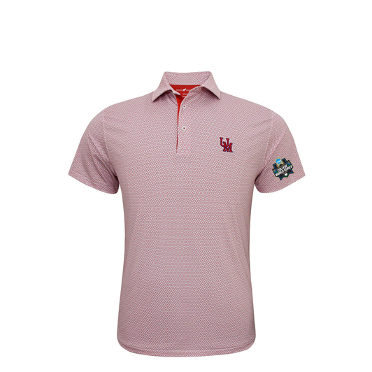 Ole Miss Rebels 2026 NCAA Baseball Men's College World Series Vintage UM Aztec Polo - Red with Powder Blue