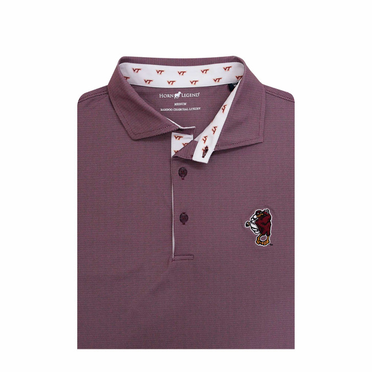 Virginia Tech swinging HokieBird Custom Trim Birdseye Polo - Maroon