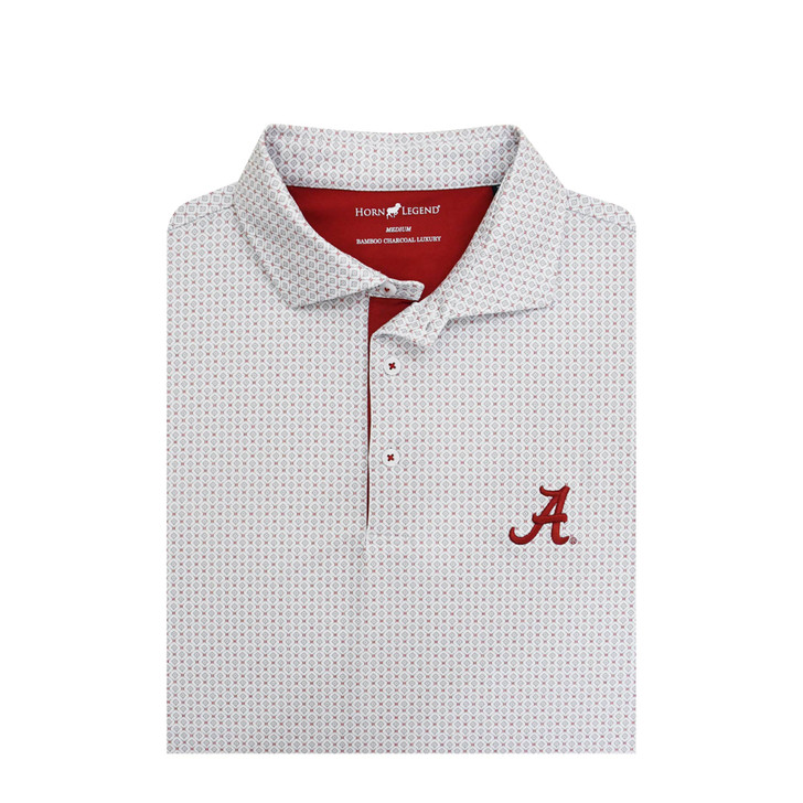 Alabama Crimson Tide Extra Base Polo - White with Grey & Crimson