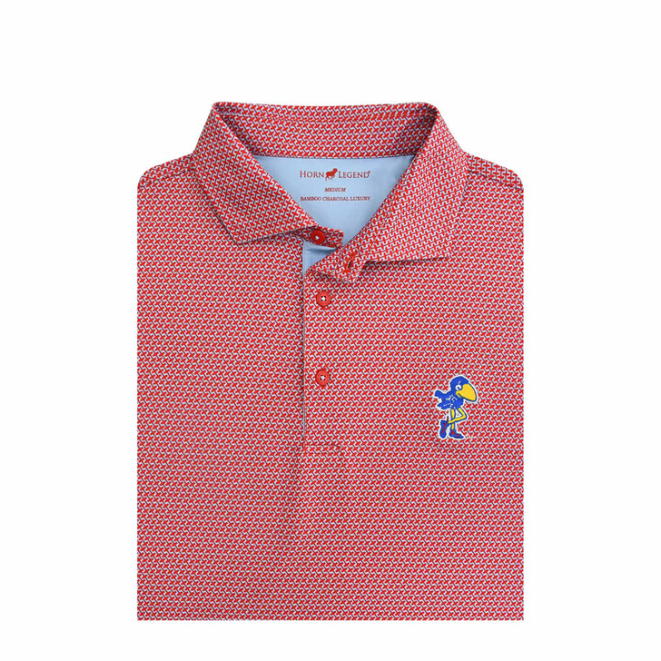 Kansas Jayhawks Vintage Interlink Polo - Red with Light Blue