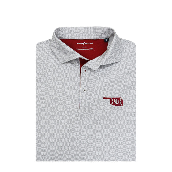 Oklahoma Sooners 2026 NCAA Baseball Men's College World Series Diamond Classic Polo - White & Grey