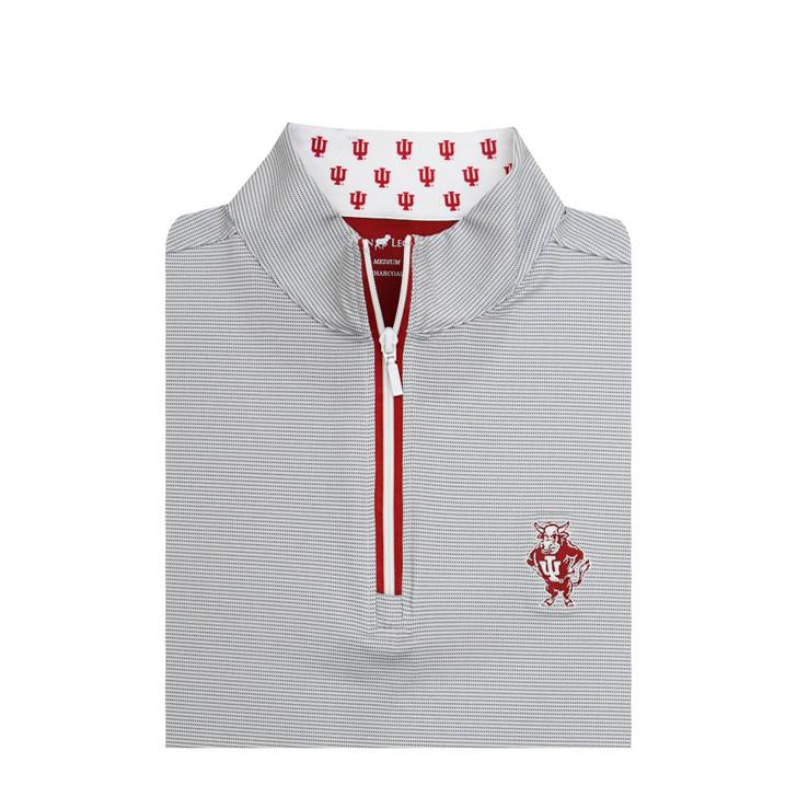 Indiana Hoosiers Vintage Bison Custom Collar Pin Dot Stripe Pullover - Grey