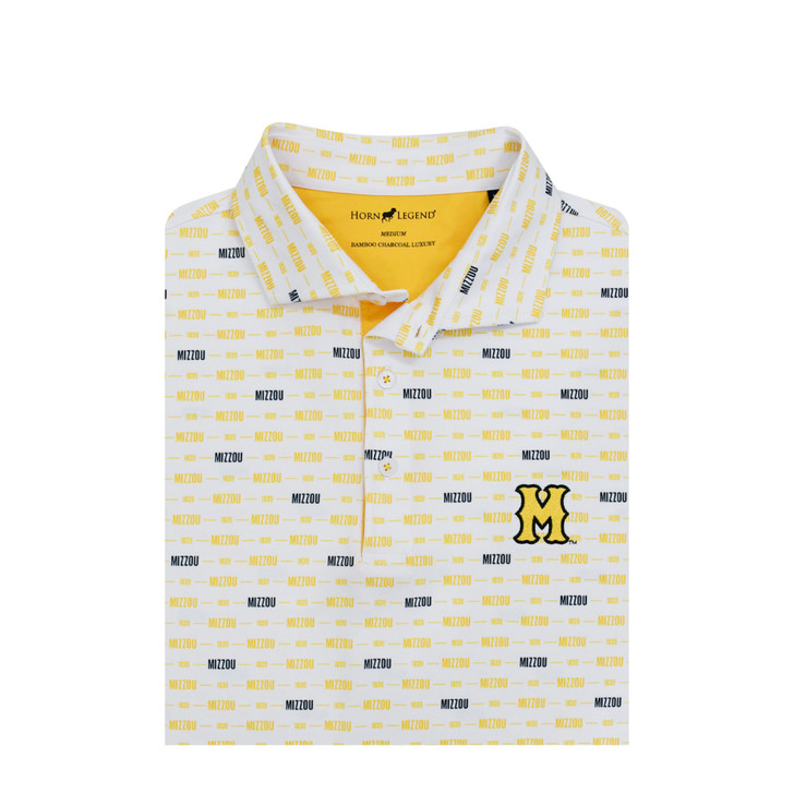 Missouri Tigers Vintage Wordmark Polo  - White with Gold & Black