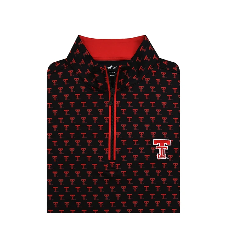 Texas Tech Red Raiders Black Custom Print Micro Fleece Performance Pullover - Black