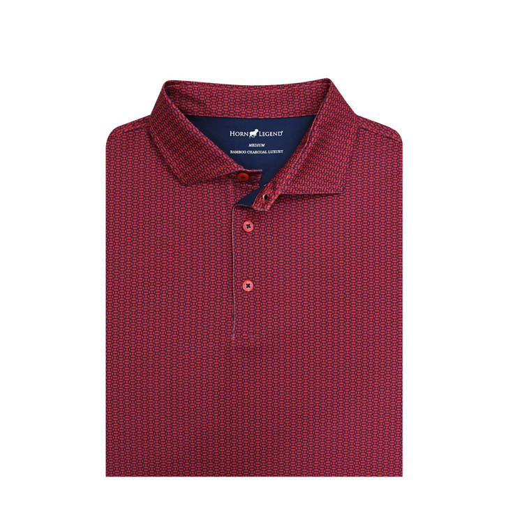 Spiral Performance Polo - Red with Navy