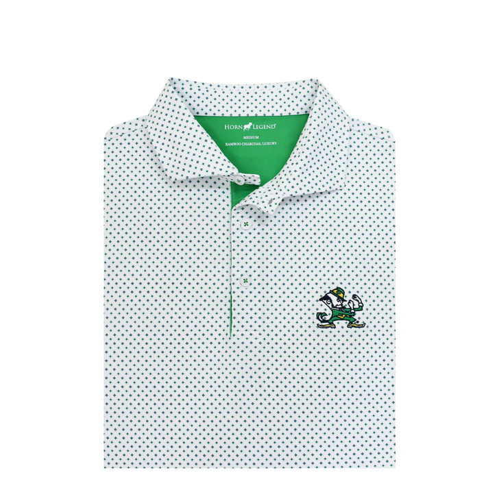 Notre Dame Fighting Irish Kaleidoscope Polo - White with Navy & Kelly Green