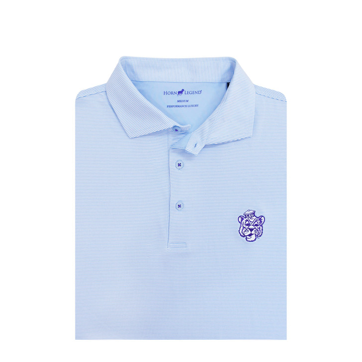 LSU Tigers Vintage 1955 1/24 Stripe Performance Polo - Light Blue