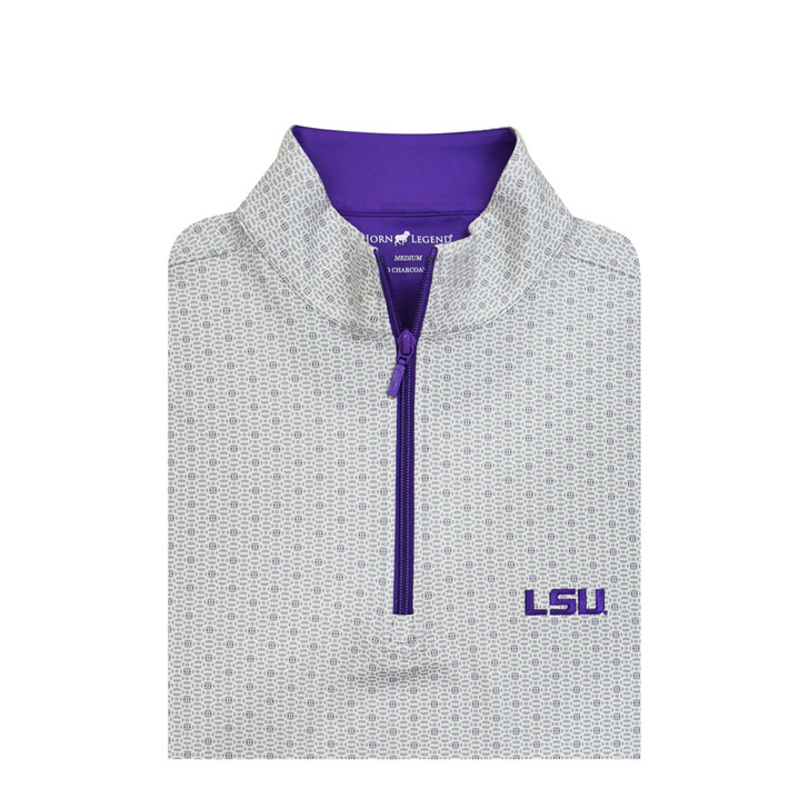 LSU Tigers Spiral Pullover - Grey with Purple