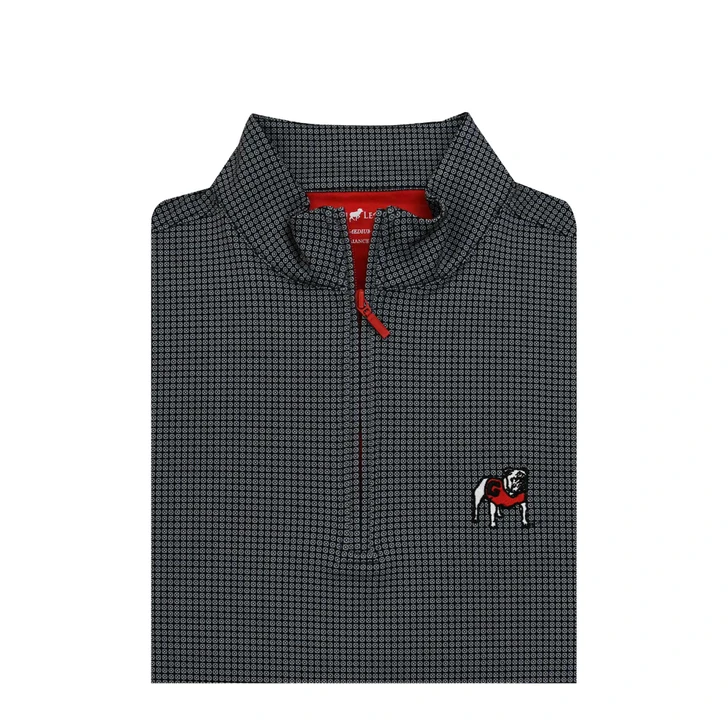 Georgia Standing Bulldog Medallions Pullover - Black with Grey