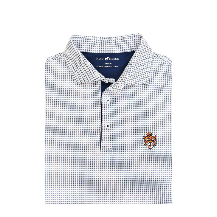 Auburn Vintage Beanie Tiger Four Square Polo - White with Navy & Orange
