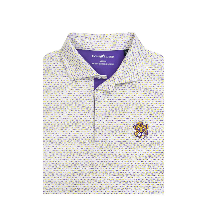 LSU Tigers Vintage 1955 Wordmark Polo - White with Purple & Gold