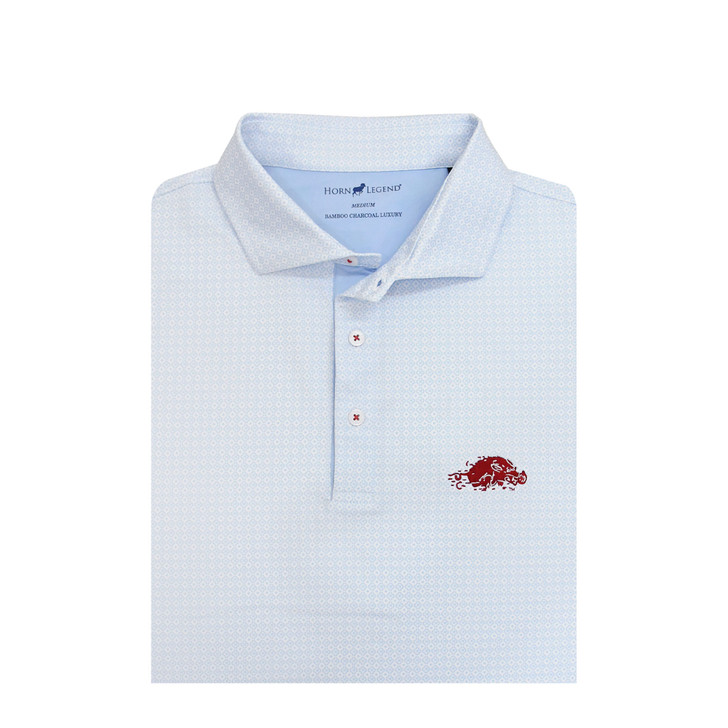 Arkansas Razorbacks Vintage 1947 Henna Polo - White with Light Blue