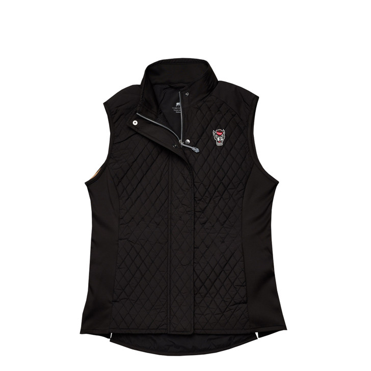 NC State Wolfpack Women’s Full Zip Quilted Vest - Black