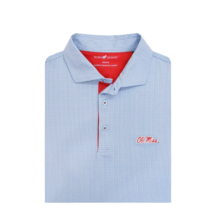 Ole Miss Checkers Polo - Powder Blue with Red