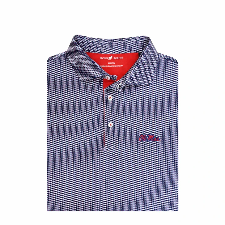 Ole Miss Ripple Polo - Navy with Red & White
