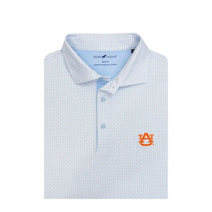 Auburn Tigers Extra Base Polo - White with Light Blue & Orange
