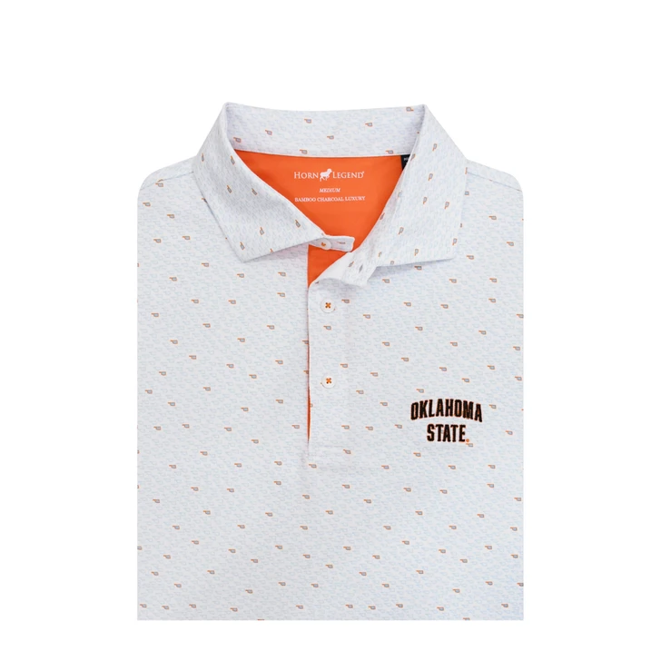 Oklahoma State Cowboys Micro State Polo - White with Orange & Light Blue