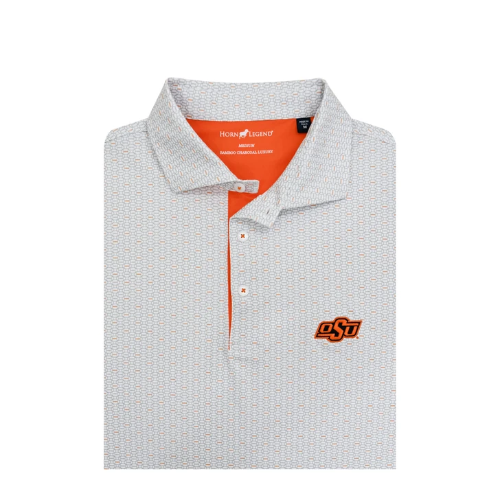 Oklahoma State Cowboys Spiral Polo - White with Grey & Orange