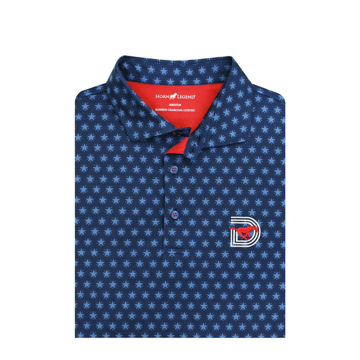 SMU Mustangs Triple D Independence Polo - Navy with Moonlight Blue