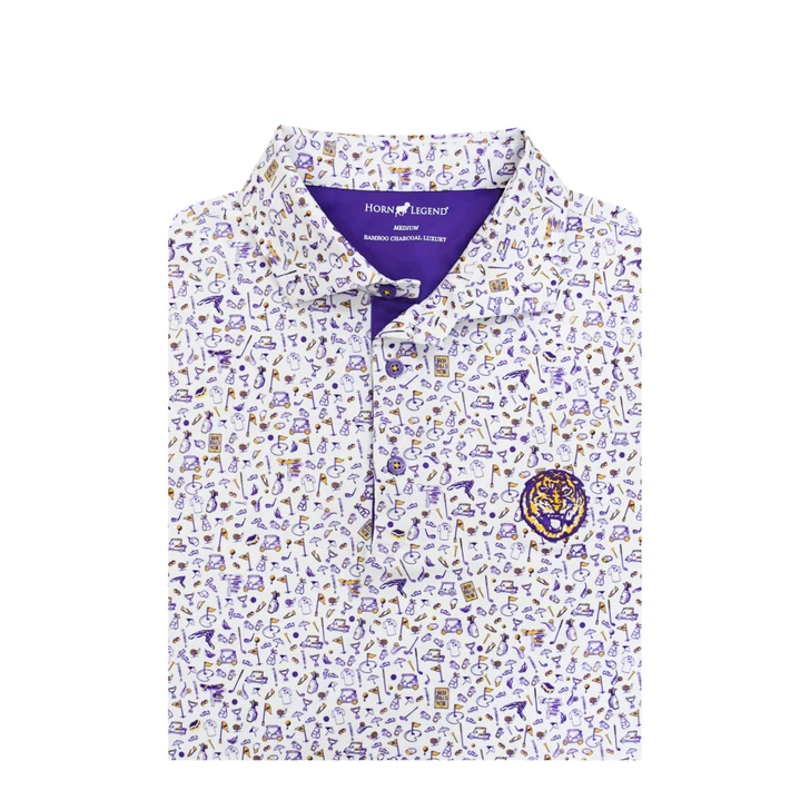 LSU Tigers Vintage 1972 Mulligan Polo - White with Purple & Gold