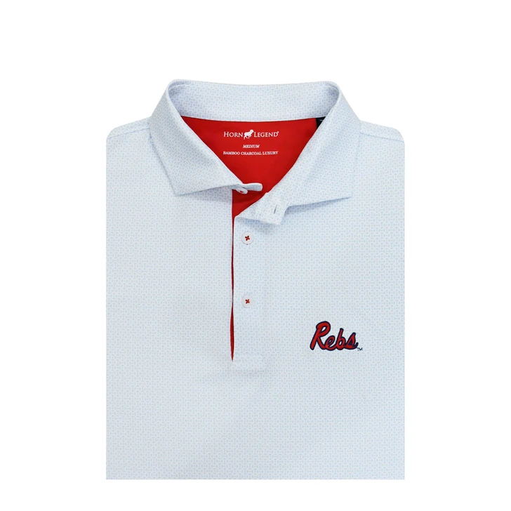 Ole Miss Rebs Script Football Laces - White with Powder Blue